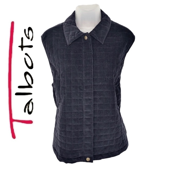 TALBOTS Navy Quilted Lined Vest Size Large - Picture 1 of 9